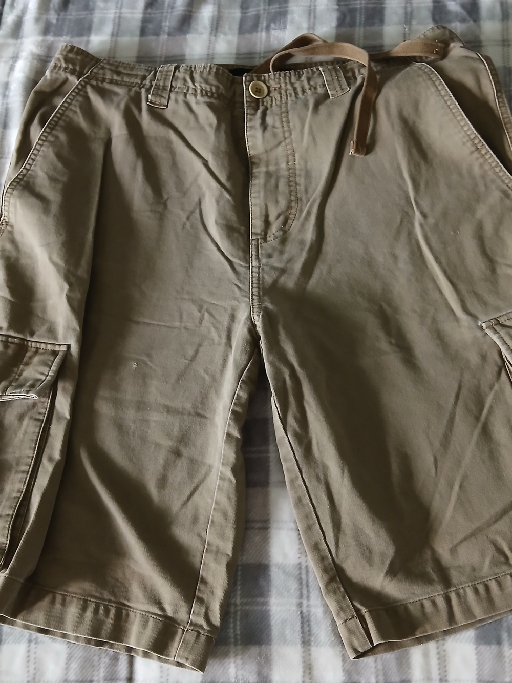 Men's Casual Cargo Shorts in Khaki by Natural Ego, Size 34